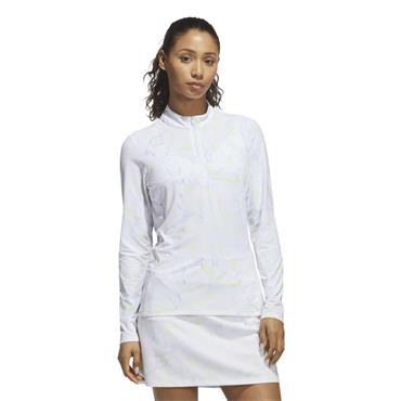 adidas Ladies Ultimate365 Cool Feeling Printed 1/4 Zip Neck Top Frozen Lemon